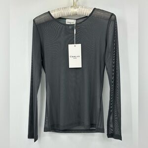 NWT Choklate Paris Gray Sheer Top Long Sleeves Womens OS | R202